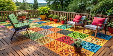 Obraz premium * Deck tiles infuse outdoor spaces with vibrant color, tactile texture, and stylish flair, elevating ambiance and