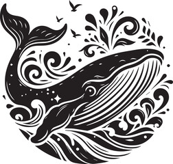 whale head silhouette vector art