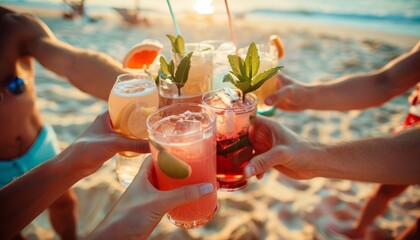 Sandy Cheers: Beach Party Toasting Fun with Friends