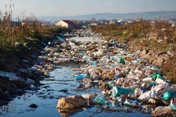 Waste landfill illustration created with Generative AI