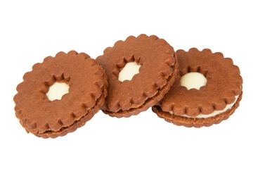 Chocolate double cookie isolated on white background