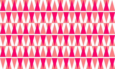 pink triangles repeat pattern in seamless style illustration image, horizontal row strip repeat patter design for fabric print