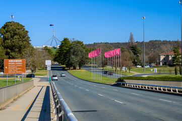 The photo showcases the beautiful scenery on both sides of the Lake Burley Griffin