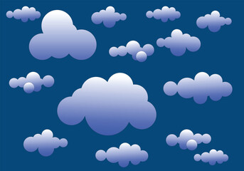White clouds blue sky collection vector illustration.
