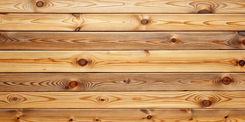 Naklejka premium Horizontal stacks of flat wooden planks showcase the unique characteristics of natural wood, including visible knots