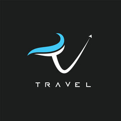travel agency logo with tv letter concept design icon vector