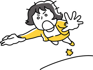 激しくこける女性