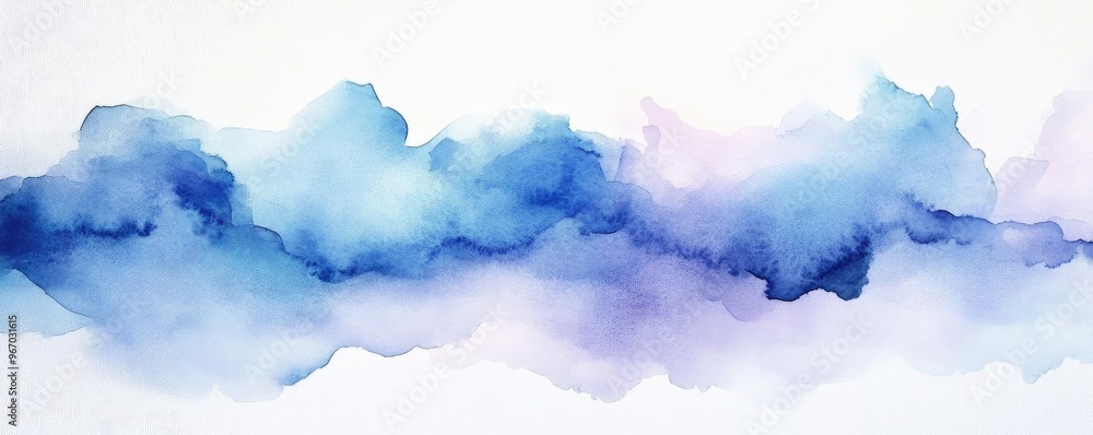 Poster abstract watercolor design featuring soft blue and purple hues creating a serene and calming atmosph