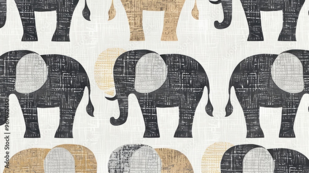 Poster elephant texture pattern in gray, beige, and white tones. seamless repeating design for various appl