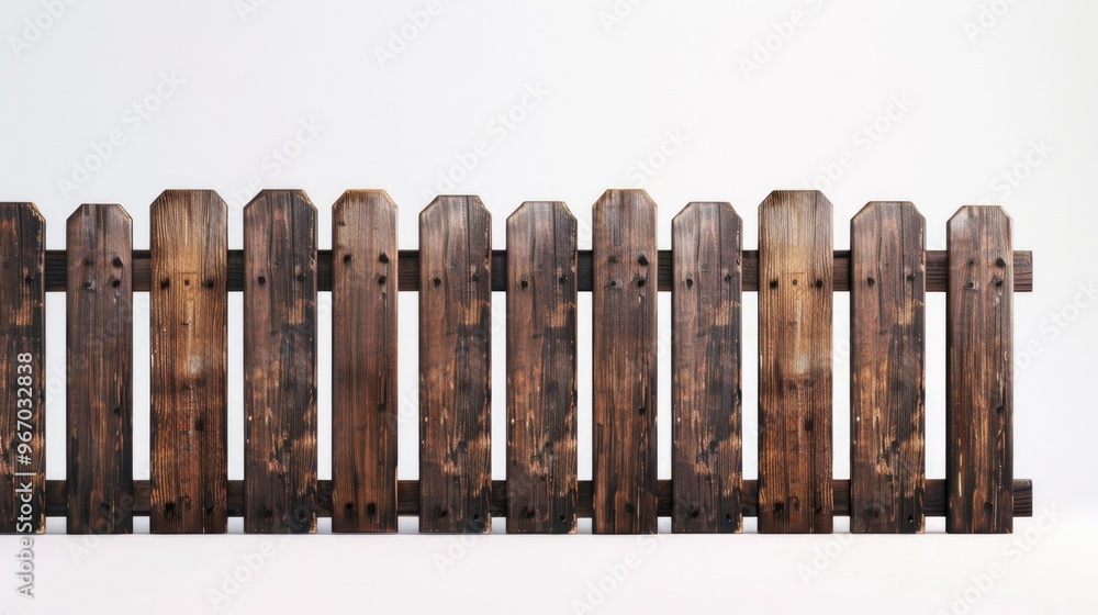 Poster minimalistic brown wooden fence on pure white backdrop. simple and elegant design. isolated object c