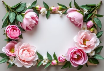 pink roses frame
