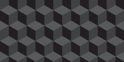 Seamless pattern block cube background. hexagon Cubes mosaic shape vector design. Minimal Abstract black and gray from cubes vector art design. Geometric tiles and mosaic creative stylish text.