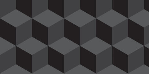Seamless pattern block cube background. hexagon Cubes mosaic shape vector design. Minimal Abstract black and gray from cubes vector art design. Geometric tiles and mosaic creative stylish text.