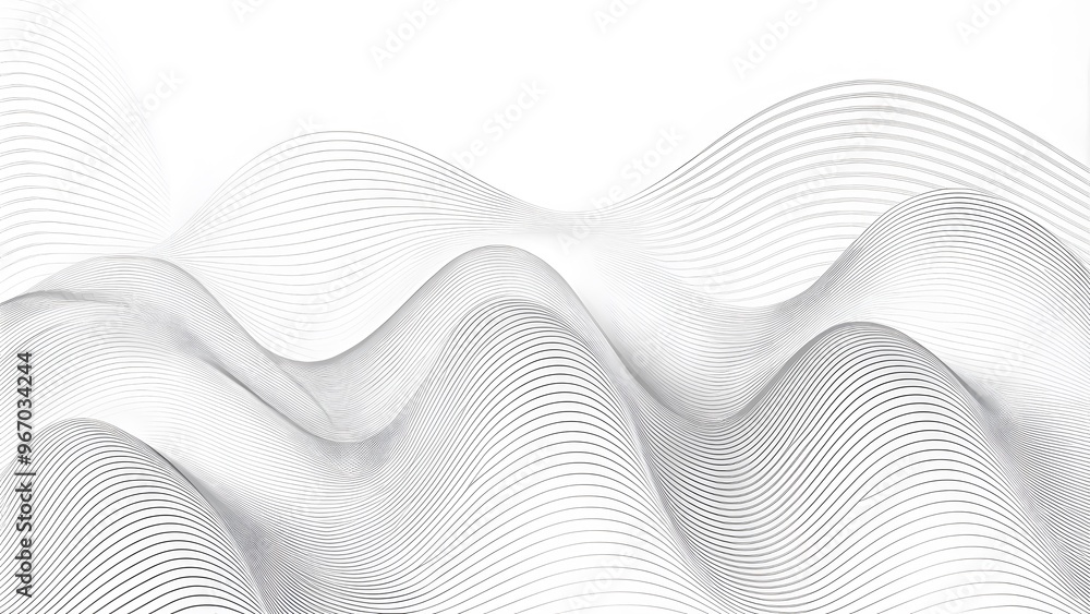 Poster wave flowing liquid line abstract background. black and white design 3d lines in perspective, curve 