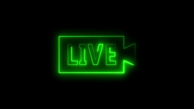 Glowing neon line animated Live Icon. Capture the Moment with Vibrant Visuals Perfect for Mainstreaming and Real-Time Engagement.