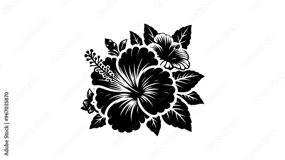 Wall mural Hibiscus flower silhouette vector illustration.