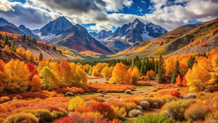 Fototapeta premium Vibrant autumn valley in Sierra Nevada mountains