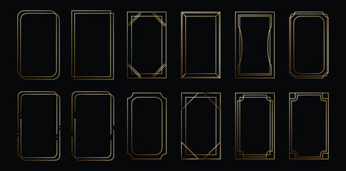 elegant golden 1920s art deco frame set for luxurious wedding invitation card 