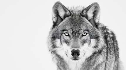 Close-up Portrait of a Gray Wolf with Intense Gaze