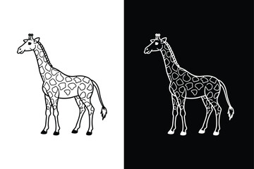 Giraffe vector icon. Wild animal outline symbol white background