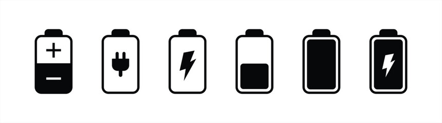 set of battery indicator icon. battery charge level indicator icon symbol sign collections. vector illustration