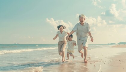 Joyful Summer Adventures: Multi-Generational Asian Family Bonding on the Beach
