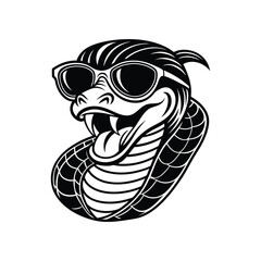 A silhouette of a snake wearing sunglasses