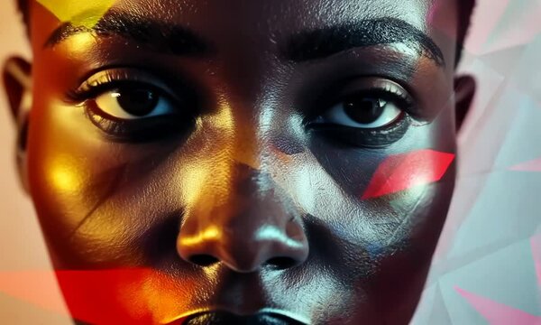 Abstract portrait, using geometric shapes and abstract patterns for a creative twist, hyper-realistic . Video