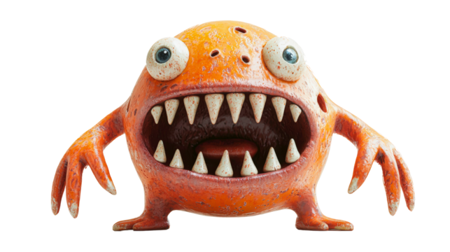 Cartoonish Monster Character with Big Eyes and Sharp Teeth for Creative Projects