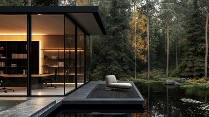Obraz premium interior of a house in the forest
