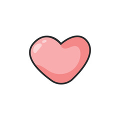 pink love shape in outline flat vector design