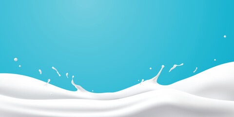 Abstract wave milk on blue background, vector illustration and design.
