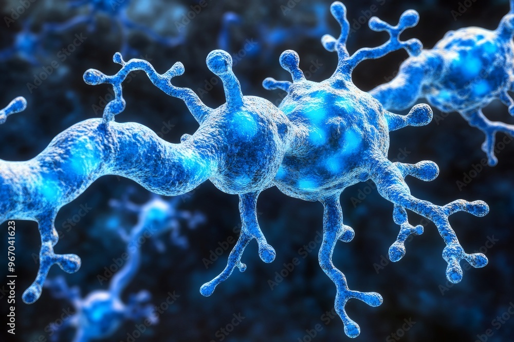 Poster brain connectivity brain decay and cerebral cortex close up of a neuron transmitting electrical sign