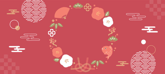 お正月・和風な背景のイラスト素材