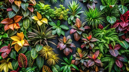 Obraz premium vibrant tropical plants on black wall