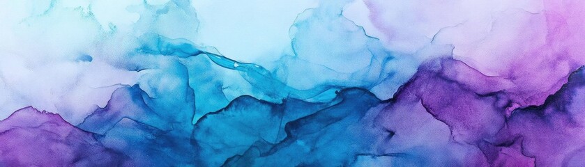 Naklejka premium A serene blend of soft blue, purple, and teal hues creating an abstract watercolor background suitable for various designs.