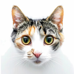 Fototapeta premium Cat Portrait Isolated On White Background. Generative AI.