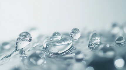 Water Droplets on a Clear Surface: Bubbles, Reflections, and Textures in a Serene Liquid Environment for a Tranquil and Elegant Background of Freshness and Purity