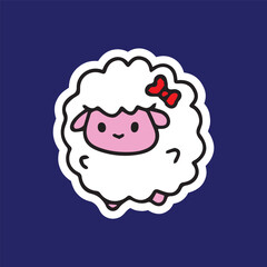 Animal icons lamb cute sheep with red bow sticker cartoon character high quality vector for prints children cute adorable