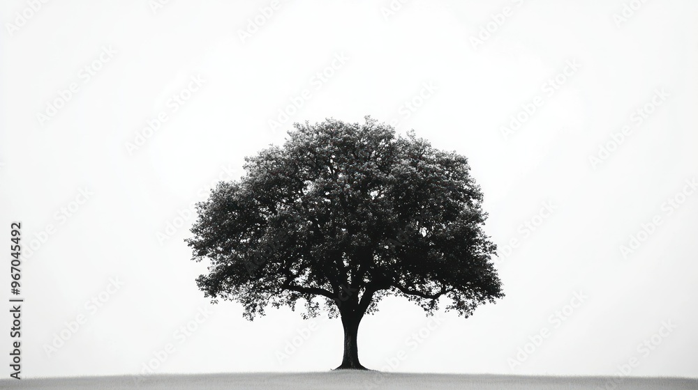 Canvas Prints A Lone Tree Silhouette Against a White Sky