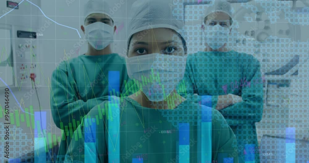 Poster animation of statistics and data processing over diverse surgeons