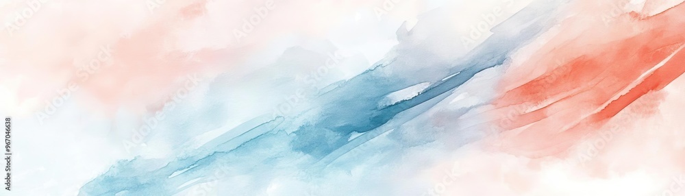 Poster a delicate and vibrant abstract painting with soft blue and red hues blending harmoniously, perfect 