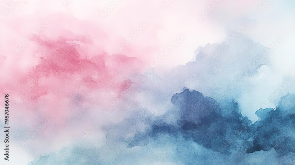 Aufkleber a beautiful blend of soft pink and blue watercolors, creating a serene and calming abstract backgrou