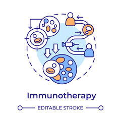 Immunotherapy multi color concept icon. Cancer treatment. Immune system booster. Anticancer vaccine. Round shape line illustration. Abstract idea. Graphic design. Easy to use in article