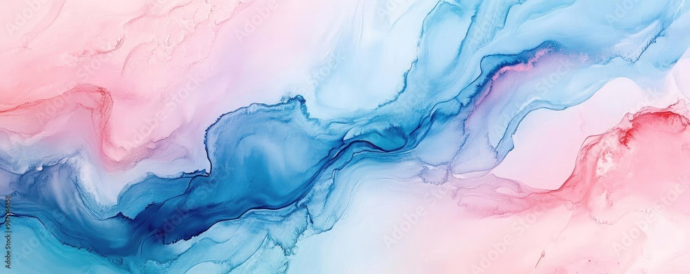 Poster beautiful abstract art showcasing flowing colors of blue and pink with smooth gradients for a contem