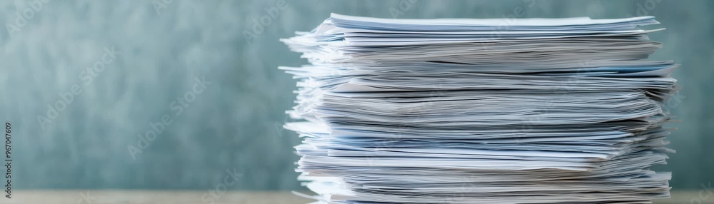 Poster a neat stack of papers showcasing office organization and productivity, perfect for business and doc