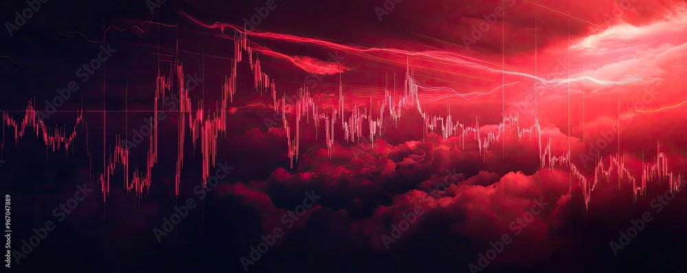 Poster Dynamic abstract design featuring vibrant red tones and fluctuating patterns, perfect for conveying energy and movement.