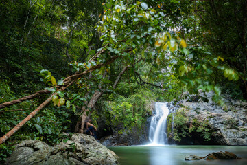 Jed Kot Waterfall, Jedkod-Pongkonsao Hiking and Camping Park ,Saraburi, The image could be named Waterfall Amidst the Lush Jungle Forest © ธานี สุวรรณรัตน์