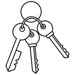 keys outline coloring book page line art illustration digital drawing