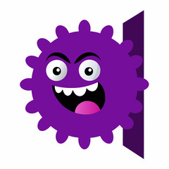 An angry and random purple virus peeks out